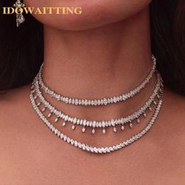 Chokers Iced Out Bling 5A CZ Tennis Choker Ketting Voor Dames Mode Vonken Ovale Vorm Zirconia Multi Lagen Sieraden 231101