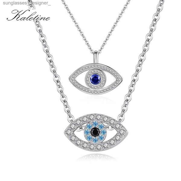 Gargantillas KALETINE Fashion Charm 925 Collar de plata esterlina Suerte Pavo Azul Mal de ojo Azul Rhinestone Ojo Gargantilla Collar para mujeres L231109