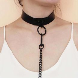 Gargantillas Kirykle Sexy Punk Gargantilla Collar Cuero Bondage Cosplay Joyería gótica Mujeres Collar gótico Harajuku Accesorios2562