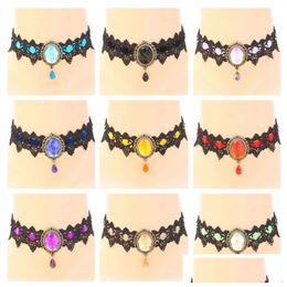 Chokers kant en edelsteen ketting met sterke kraag korte sleutelbeen GSWFN240 kettingmix Order 20 stuks veel druppel levering sieraden nec dhyhs