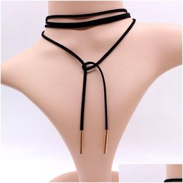 Chokers Lange Touw Ketting Vrouwen Choker Gotische Stijl Streetwear Goth Veet Sieraden Steampunk Kraag Voor Meisje Chocker Drop Levering Jewe Otn3L