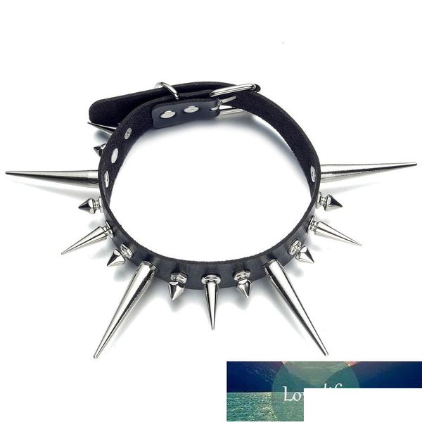 Chokers Long Spike Choker Punk Faux Collier En Cuir Pour Femmes Hommes Cool Gros Rivets Clouté Chocker Goth Style Collier Accesso Dhgarden Dhqkh