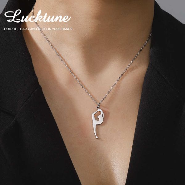 Chokers Lucktune Gymnast Gymnastic Colgante Collar de acero inoxidable Deporte Collar de gimnasio para mujeres 2023 Joyería de moda Kpop Regalo de cumpleaños Z03503