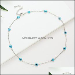 Chokers Lucky Eye Turkse kwaadaardige ketting goud kleur koperen ketting mode sieraden geschenken voor vrouwen persoonlijkheid vrouwelijke ketting1 729 Q2 dhrbs