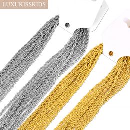 Chokers Luxukiskids 10pcslot 2 mm touwketens Gothic Twist Kettingen 18K PLATED NOOIT FADE RAAMLOSS STAAL KPOP BULK ITEM Groothandel DIY 230404