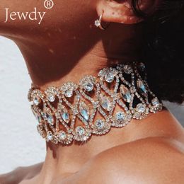 Gargantilhas luxo oco flor gargantilha colar vintage declaração cristal casamento pescoço jóias para festa feminina decorada 231025
