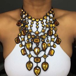 Chokers Luxe Meerlaags Oostenrijks Kristal Grote Kraag Choker Ketting Dames Sieraden Boho Indian Maxi Verklaring Grote Bib Kettingen 231007