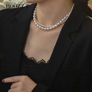 Colliers de perles de luxe collier de perles d'eau douce naturelles multicouches 2 rangées de riz elle tour de cou pour les femmes de mariage ensembles de bijoux en gros NewL231201