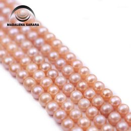 Colliers MADALENA SARARA 10-11mm Collier de brins de perles d'eau douce Forme ronde Perle de couleur rose naturelle 18 "1