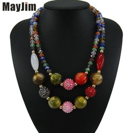 Chokers Mayjim Déclaration Vintage Big Choker Crystal Double perle Collier Chaîne Femme Natural Modèle Bohemian Colliers Pendants Fashion 231115