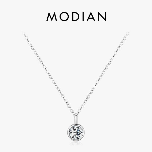 Sautoirs Modian 1 D Couleur Ronde Lunette Pendentif Collier 925 Silver Lab Diamant Femmes Bijoux Avec Boîte De Certificat 231130