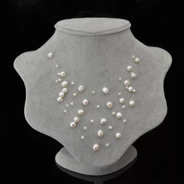 Colliers ras du cou multicouches blanc noir Collier de perles baroques colliers de perles d'eau douce naturelles Femme Collier de mariée de mariage 230923