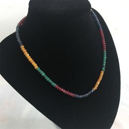 Chokers Natural Emeralds Rubies Sapphires 3x4mm kralen vrouwen luxe ketting ongeveer 45 cm Varnish Preciosas Stone 230524