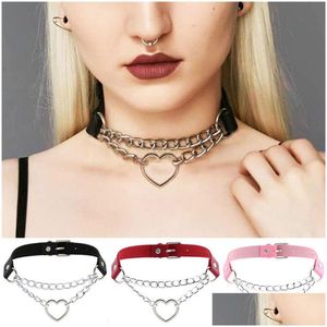 Chokers Ketting Choker Voor Vrouwen Hart Retro Lederen Kraag Kettingen Mode Hip Hop Sieraden Groothandel Will And Sandy Drop Ship De Dh5Lp