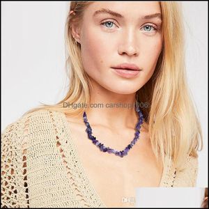 Chokers kettingen hangers sieraden vrouwen natuurlijke irregele grindsteen charme ketting 8 kleur handgemaakte gevlochten choker mode cadeau drop del