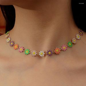 Colliers Colliers Trendy Daisy Collier ras du cou pour femmes émail bijoux papillon étoile larme perles de cristal chaîne Boho Party Girl cadeau