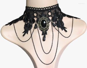 Sautoirs Colliers Vintage Gothique Lolita Punk Cristal Collier Ras Du Cou Noir Style Victorien Résine Gland Vampire Steampunk Perles Bijoux