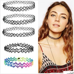 Sautoirs Nouveau Stretch Tatouage Collier Ras Du Cou Gothique Punk Grunge Henné Élastique 12 Couleurs Pour La Mode Femmes Drop Delivery Bijoux Collier Dhdq0