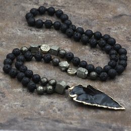 Chokers oaiite natuurlijke lava stenen ketting hanger kettingen voor vrouwen mannen yoga mala mala kraal sieraden stress verlichting geschenken 230410