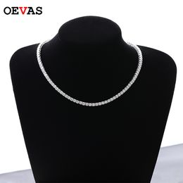 Chokers oevas 100% 925 Sterling zilver vol 3 mm4 mm luxe hoge koolstof diamant tennisketens ketting mousserende feest fijne sieraden geschenken 230225