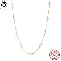 Chokers orsa juwelen 14K goud 925 Sterling Silver Pearl ketting met 3-4 mm handgemaakte natuurlijke barokke kleine ketting voor vrouwen GPN19 221207