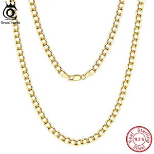 Sautoirs ORSA bijoux 925 argent Sterling italien 3mm/5mm chaîne cubaine collier pour femmes hommes à la main mode argent collier bijoux SC60 231101