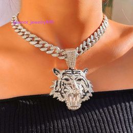 Chokers Punk Hip Hop Iced Out Crystal Tiger Pendant