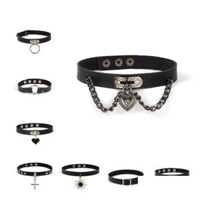 Chokers Punk Cuero Collar de gargantilla para mujeres adolescentes Girls Rivet Heart Collar Collar Rock Fashion Jewelry Regalos 20220111 T2 Drop Deli Dhiuo