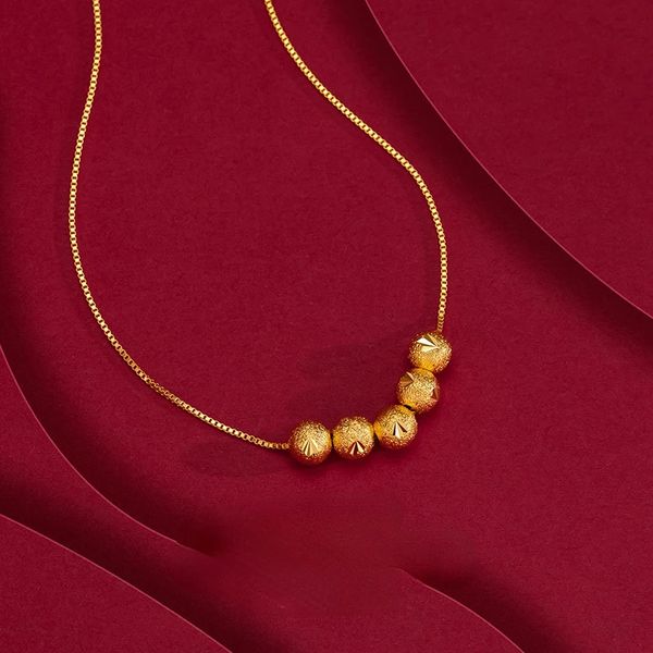 Gargantillas Pure 24k Color Oro Frosted Lucky Beads Collares Cadena para Mujeres Chica Golden Chocker Cadenas Boda Joyería Fina Regalos No se desvanecen 231218