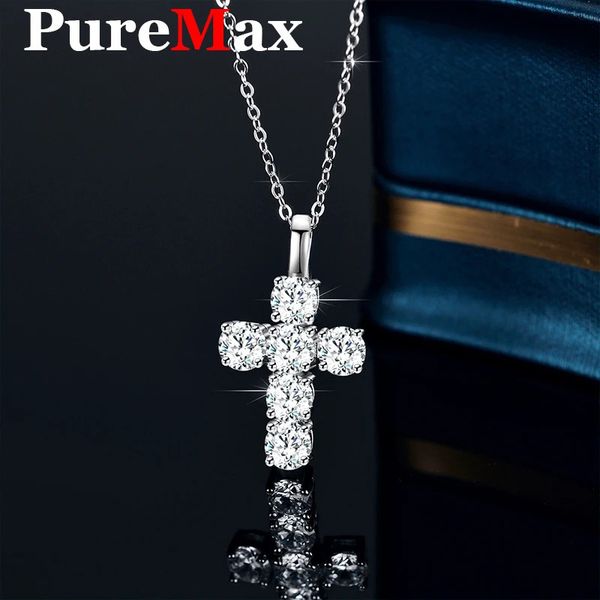Colliers PureMax Premium 3ct Croix Collier pour femmes D Couleur 925 Silver Party Engagement avec GRA Grossiste 231130
