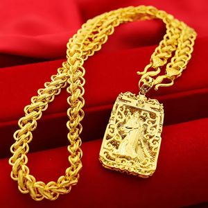Colliers en or véritable 18 carats, bijoux fins, pur 999, chaîne avec pendentif, solide, pour femmes, cadeaux de luxe de mariage, 231020