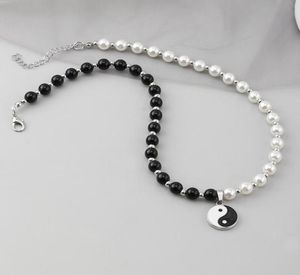 Chokers Ronde Parel Kralen Yin Yang Taichi Hanger Roestvrij Stalen Ketting Unisex Ketting Paar Sieraden Dames Heren7413933