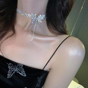Chokers stralen van kristallen vlinder Tassel Choker ketting voor vrouwen mode -accessoires rockfeest bruidshicklacechokers