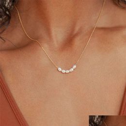 Colliers simples 5 Créer des perles Colliers ras du cou Mariage Mariée Bijoux Femmes Or Couleur Chocker Collier Femme Fête Cadeau Drop Delive Dhnhk