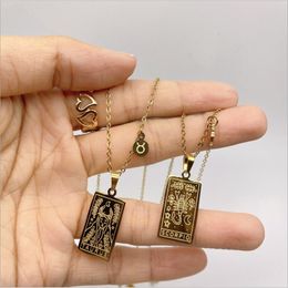 Sautoirs en acier inoxydable signe du zodiaque carré pendentif géométrique collier pour femmes hommes horoscope 12 s colliers colliers 230920