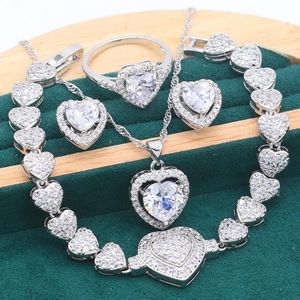 Chokers Sterling Sier Jewelry Sets for Women Boda Warly White Circon Pendientes Pencados Collar Cabina de regalo Caja de regalo gratis