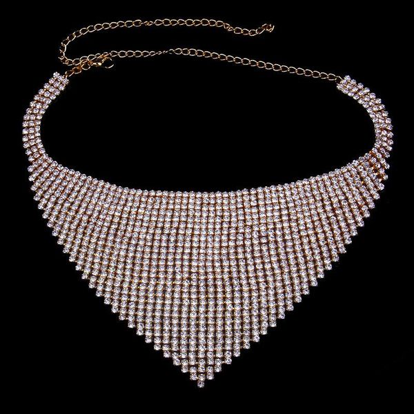 Gargantillas Stonefans lindo cristal babero gargantilla collares llamativos para mujeres collar de borla grande collar de diamantes de imitación boda nupcial Jewel3164