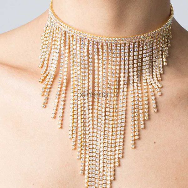 Stonefans ethnique Long gland collier ras du cou strass bijoux pour femmes bohème géométrique cristal déclaration collier collier YQ240201