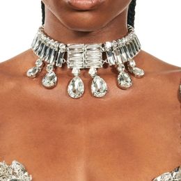 Stonefans exagérer grand collier ras du cou en cristal accessoires de déclaration de luxe goutte d'eau strass collier ras du cou pour les femmes 231007
