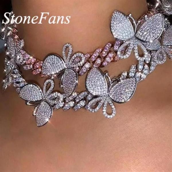 Colliers Stonefans brillant cristal lien cubain papillon collier ras du cou strass or argent couleur chaîne colliers pour femmes Jewe2121