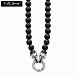 Colliers Strand Collier Pave Obsidian avec charme Europe Cadeau de mode à la mode Bijoux fins en argent sterling 925 pour hommes femmes 221207