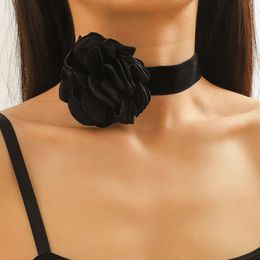 Colliers de tempérament romantique grande fleur de Rose, large ras du cou en velours noir pour femmes, bijoux de cou à la mode, cadeau de fête, 231016