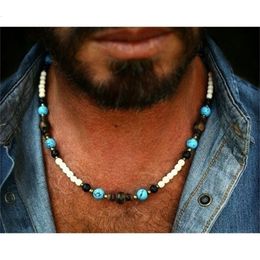Sautoirs charme tibétain pour hommes Dzi perle Agate pierre précieuse bohème homme collier de perles perles mala 231010