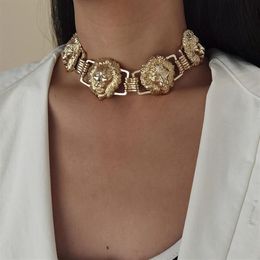 Colliers TIMEONLY têtes de Lion exagérées colliers ras du cou argent or couleur métal collier de charme pour les femmes Lady Street Style Access3037