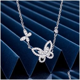 Chokers Top Quality 925 Sterling Sier Seiko Phantom Butterfly Collier Fl Diamond Hollow Tempérament Simple Light High Version Clavicl OT1UW