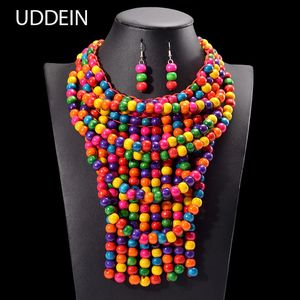 Sautoirs UDDEIN À La Main Vent Coloré Gland Bois Collier Pour Femmes Vintage Bohème Africain Boho Perles Bijoux Ensemble Collier Cadeaux Fête 231115