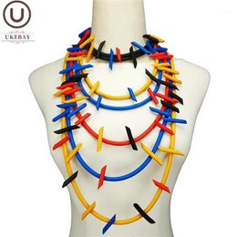 Colliers UKEBAY Collier Multicolore Colliers Ras Du Cou Femmes Gothique Chandail Chaîne À La Main En Caoutchouc Bijoux Accessoires De Fête Collier1300x