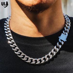 Sautoirs ULJ Punk Cubain Lien Hommes Hip Collier En Acier Inoxydable 316L Quatre Côtés Meulage Hip-Hop Femelle Mâle Bracelet Chaîne Glace Sur Bijoux 231009