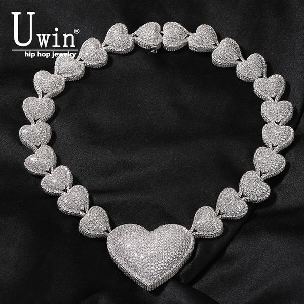Chokers Uwin Bubble Heart Collier avec central Cubic Zirconia Micropave connecté au charme de fin Bijoux pour femmes Accessoires Cadeaux 230817