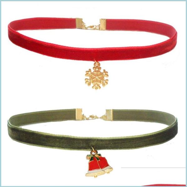 Gargantillas Veet Gargantilla Collares Mujeres Niñas Árbol de Navidad Campana Copo de nieve Colgante Suéter Cadena Collar gótico Para Drop Del Bdejewelry Dhhpm